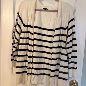 Talbots Black and White Striped Cardigan